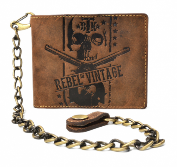 Greenburry Vintage Rebel-Skull wallet Scheintasche Leder braun 1796-SK-25
