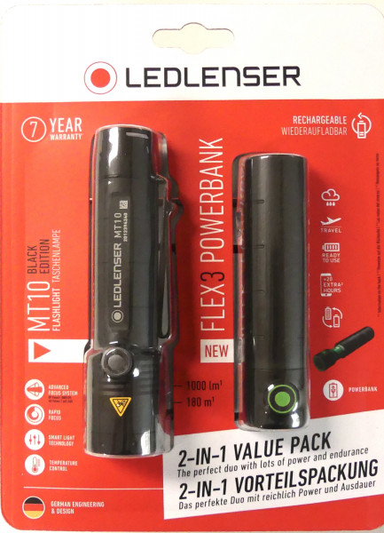 Ledlenser 502941 MT10 black edition & Flex3 Vorteilspack