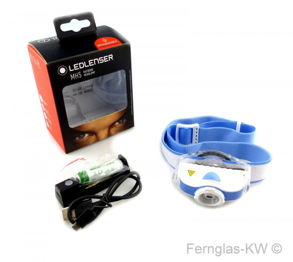 Ledlenser 501951 LED Kopflampe Stirnlampe MH5 Blau Weiß 400 Lumen mit Akku