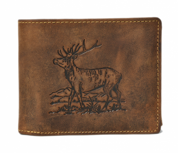 Greenburry Vintage Geldbörse Scheintasche 4tlg. Stag-3 Leder braun Hirsch 1796-STAG-3-25