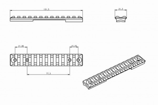 CZ 600 Picatinny Schiene 0MOA, Mini 4401-0010-01