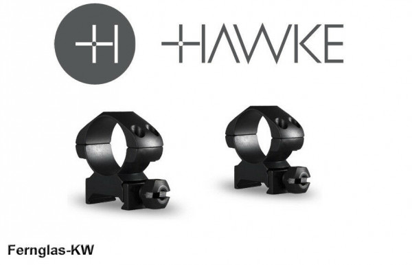 HAWKE 23001 1" 25,4mm Präzision Stahl Ringmontagen Mittel für Weaver Schiene
