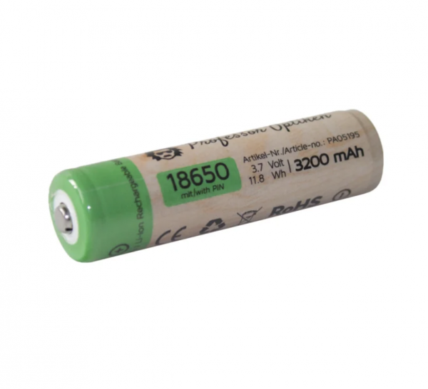 Professor Optiken Lithium-Ionen-Akku 18650 3,7 Volt mit 3200 mAh (Pin) für HIKMICRO FALCON-Serie (1.