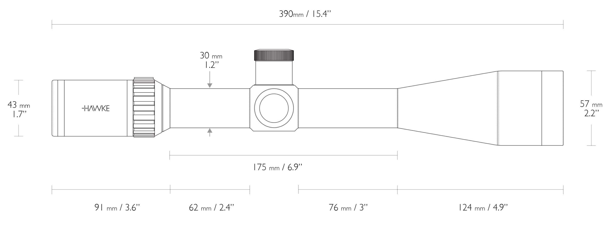 HAWKE 14297 Zielfernrohr Vantage 30WA SF 6-24x50 Half Mil DOT Leuchtabsehen MRAD