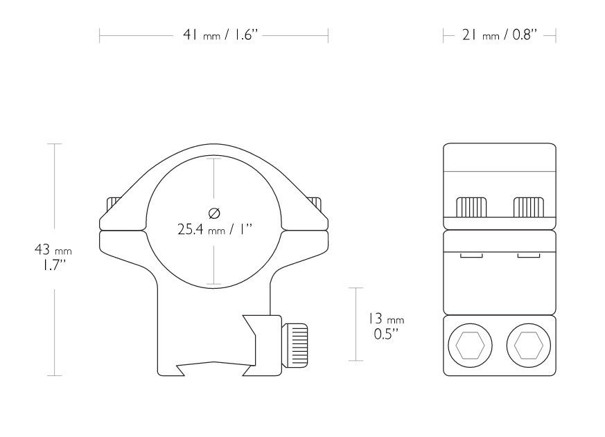 HAWKE 22101 25,4mm Ringmontage Mittel für 9-11mm Schiene Zielfernrohr Halterung