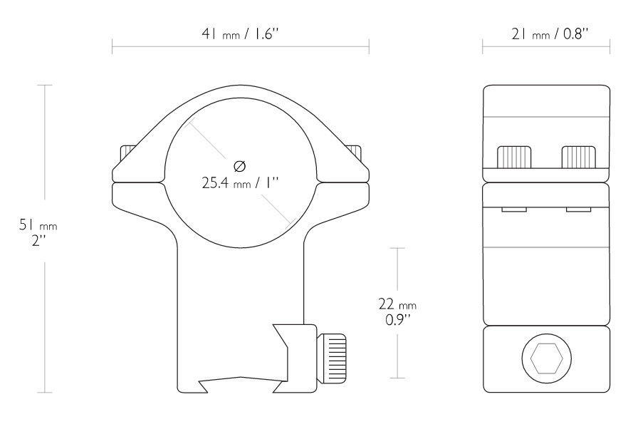 HAWKE 22102 25,4mm Ringmontage Hoch für 9-11mm Schiene Zielfernrohr Halterung