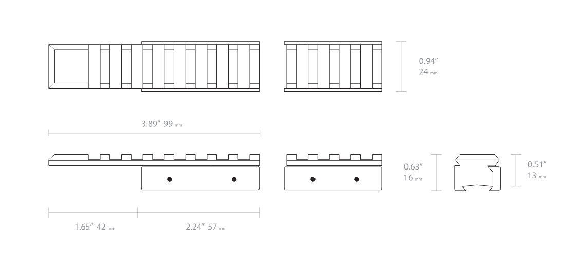 HAWKE 22400 Adapterschienen 11MM AIRGUN / 3/8" RIFLE TO WEAVER PICATINNY 2 Stück