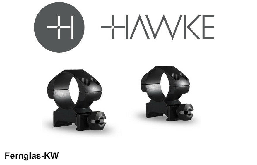 HAWKE 23001 1" 25,4mm Präzision Stahl Ringmontagen Mittel für Weaver Schiene
