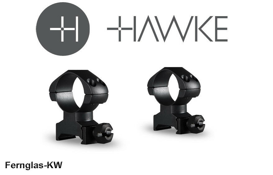 HAWKE 23002 1" 25,4mm Präzision Stahl Ringmontagen Hoch für Weaver Schiene