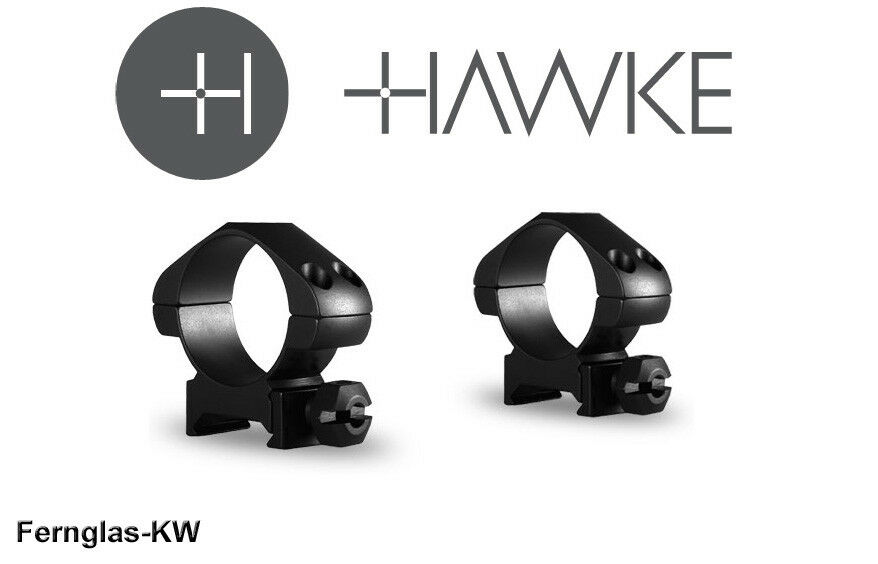 HAWKE 23006 30mm Präzision Stahl Ringmontagen Mittel für Weaver Schiene