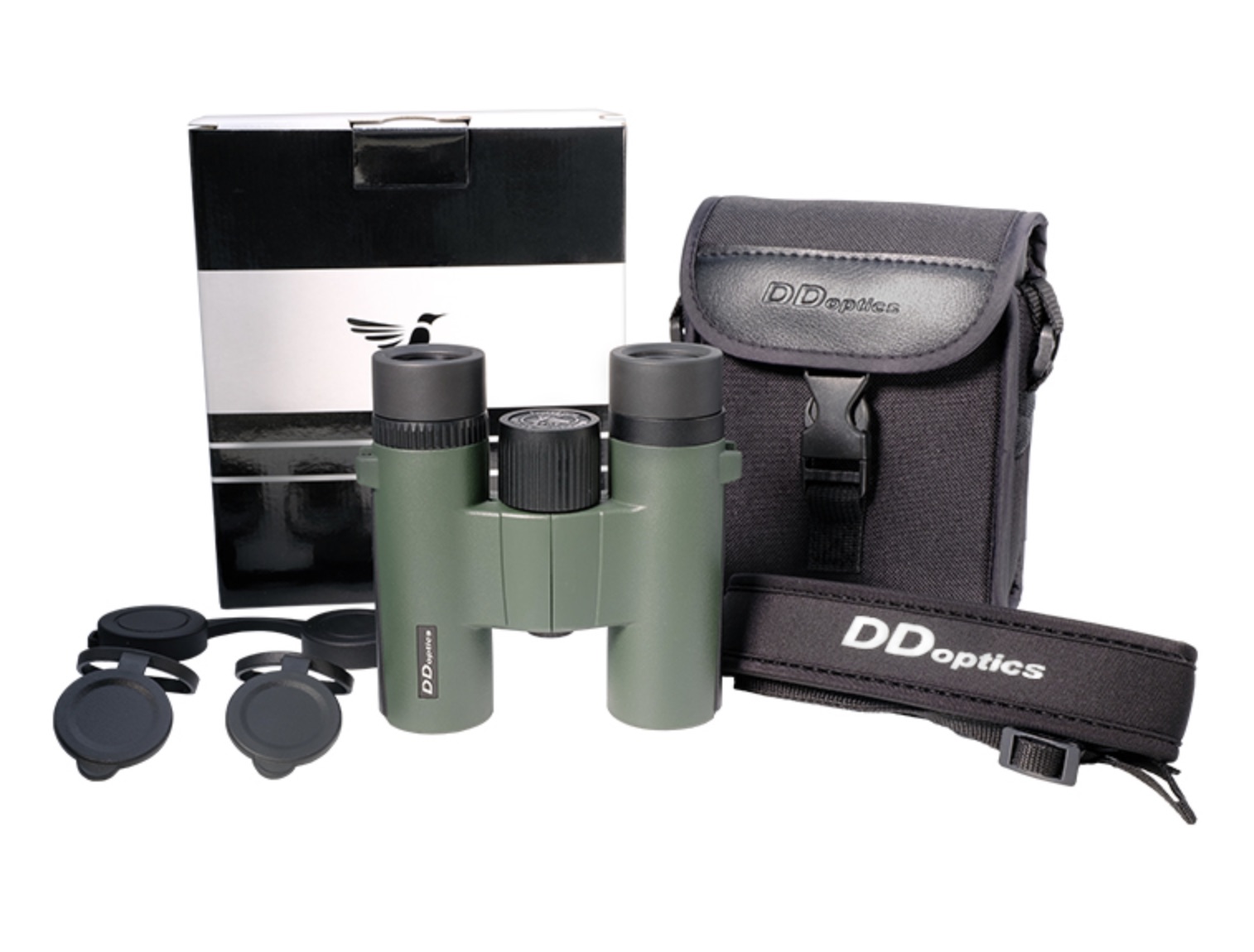 DDoptics 440120036 Fernglas Kolibri 10x25 Gen3 grün mit Tasche und Trageriemen