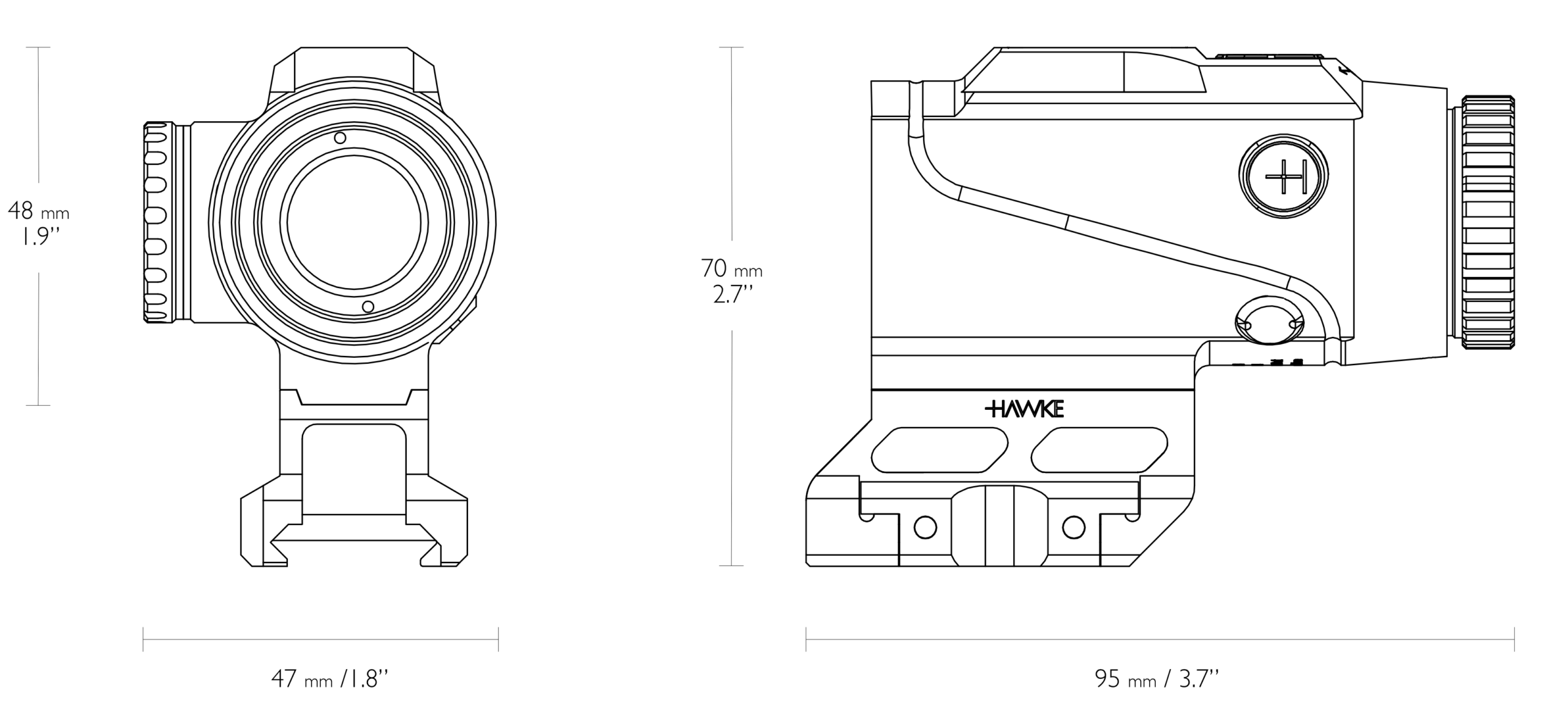 HAWKE 12054 Rotpunktvisier PRISM SIGHT 4x24 5.56 BDC DOT ABSEHEN